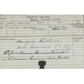 Keats, Reginald Ralph (Short Course - Dairying)