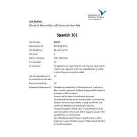 Learning Guide & Unit Outline - Spanish 101 (100145) - Autumn 2012