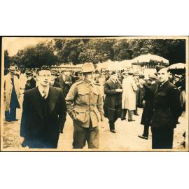 Flemington Racecourse (Melbourne) - The Paddock - Charles Hindmarsh on far right in RAAF uniform