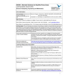 Learning Guide - Alternate Solutions for Bushfire Prone Areas (200499) - Autumn 2012