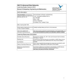 Learning Guide - Advanced Data Networks (300173) - Autumn 2012