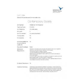Learning Guide & Unit Outline - Contemporary Society (100960) - 1H 2012
