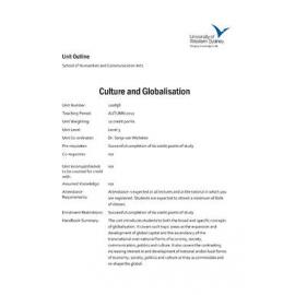 Learning Guide & Unit Outline - Culture and Globalisation (100858) - Autumn 2012