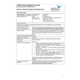 Learning Guide - Advanced Signal Processing (300596) - Spring 2012