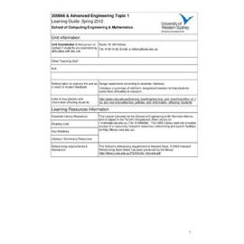 Learning Guide - Advanced Engineering Topic 1 (300666) - Spring 2012