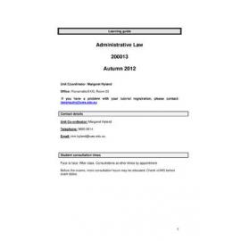 Learning Guide - Administrative Law (200013) - Autumn 2012