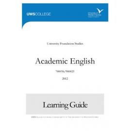 Learning Guide - Academic English (700056 / 900021) - The College 2012