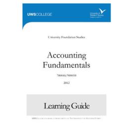 Learning Guide - Accounting Fundamentals (700046 / 900010) - The College 2012