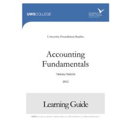 Learning Guide - Accounting Fundamentals ( 700046 / 900010 ) - The College 2012