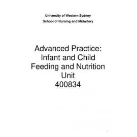 Learning Guide - Advanced Practice: Infant & Child Feeding & Nutrition Unit (400834) - 2012