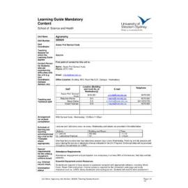 Learning Guide - Agronomy (300524) - Autumn 2012