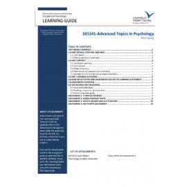 Learning Guide - Advanced Topics in Psychology (101541) - Spring 2012
