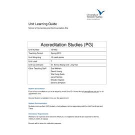 Learning Guide - Accreditation Studies (PG) (101482) - Spring 2012