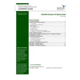 Learning Guide - Analysis of Spatial Data (101646) - Spring 2012