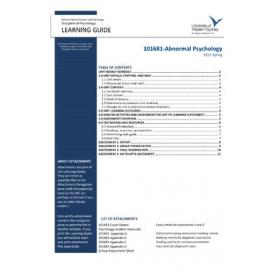 Learning Guide - Abnormal Psychology (101681) - Spring 2012