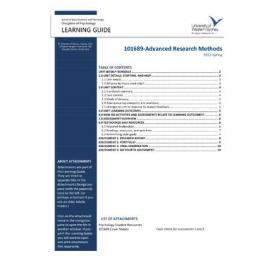 Learning Guide - Advanced Research Methods (101689) - Spring 2012