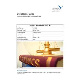 Learning Guide - 101466 - Ethical Traditions in Islam - Spring 2012