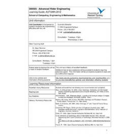 Learning Guide - Advanced Water Engineering (300595) - Autumn 2012