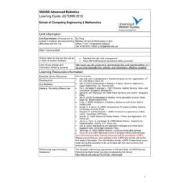 Learning Guide - Advanced Robotics (300599) - Autumn 2012