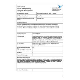 Learning Guide - Advanced Engineering Topic 2 (300667) - Autumn 2012