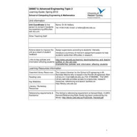 Learning Guide - Advanced Engineering Topic 2 (300667) - Spring 2012