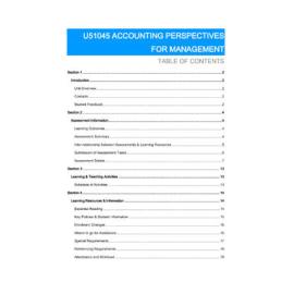 Learning Guide - Accounting Perspectives for Management (U51045) - Quarter 1 2012