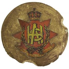 Crest/Logo - Hawkesbury Agricultural College (HAC) - On gold base on a plaster disc