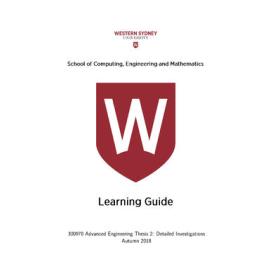 Learning Guide - Advanced Engineering Thesis 2 Detailed Investigations (300970) - Autumn 2018