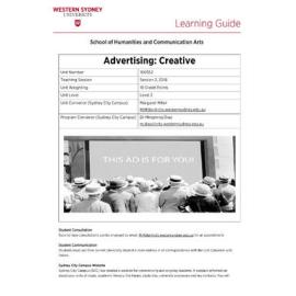 Learning Guide - Advertising Creative (100552) - Sydney City Session 2 2018
