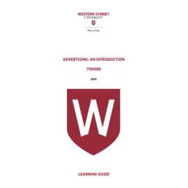 Learning Guide - Advertising An Introduction (700088) - The College 2018