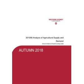 Learning Guide - Analysis of Agricultural Supply & Demand (301098) - Autumn 2018
