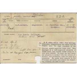 ALLAN, Hector Malcolm (Hawkesbury Diploma of Agriculture (HDA))