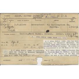 ALLEN, Alfred Jefcoate (Hawkesbury Diploma of Agriculture (HDA))