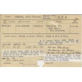 ARMOUR, Eric Robert (Hawkesbury Diploma of Agriculture (HDA))