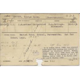 ARTHUR, George Eyre (Hawkesbury Diploma of Agriculture (HDA))