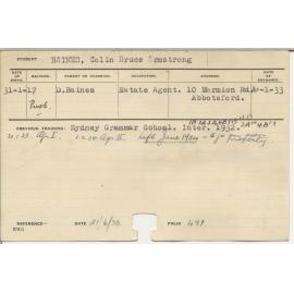 BAINES, Colin Bruce Armstrong (Hawkesbury Diploma of Agriculture (HDA))