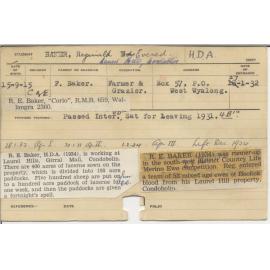 BAKER, Reginald Evered (Hawkesbury Diploma of Agriculture (HDA))