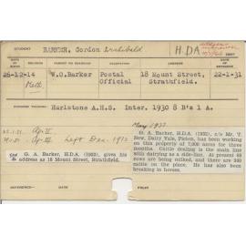 BARKER, Gordon Archibald (Hawkesbury Diploma of Agriculture (HDA))