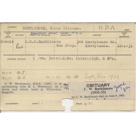 BARKLIMORE, Colin William (Hawkesbury Diploma of Agriculture (HDA))