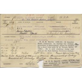 BEATTIE, Holford Ernest Rigel (Herb) (Hawkesbury Diploma of Agriculture (HDA))