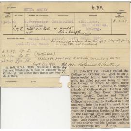 BELL, Harry (Jock) (Hawkesbury Diploma of Agriculture (HDA))