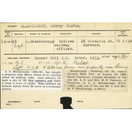 BLENKINSOPP, Aubrey Clarke (Hawkesbury Diploma of Agriculture (HDA))