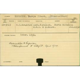 BOUGHTON, Mervyn Albert (Apprentice to Engineer)