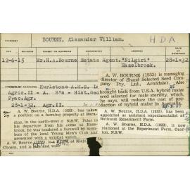 BOURNE, Alexander William (Hawkesbury Diploma of Agriculture (HDA))