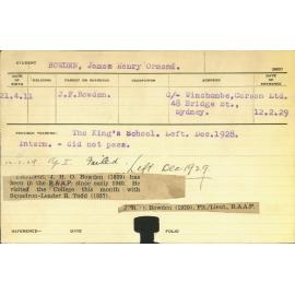BOWDEN, James Henry Ormond (Hawkesbury Diploma of Agriculture (HDA))