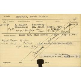 BRADFORD, Harold Adrian (Hawkesbury Diploma of Agriculture (HDA))