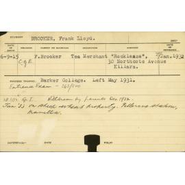 BROOKER, Frank Lloyd (Hawkesbury Diploma of Agriculture (HDA) (Withdrawn))