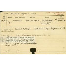 BROOKER, Reginald Edwin (Hawkesbury Diploma of Agriculture (HDA) (Withdrawn))