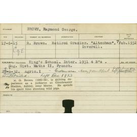BROWN, Raymond George (Hawkesbury Diploma of Agriculture (HDA))