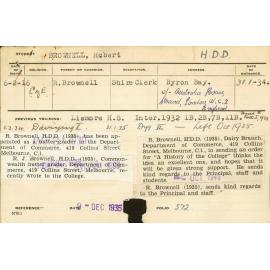 BROWNELL, Robert (Hawkesbury Diploma in Dairy (HDD) (Honours Class II))